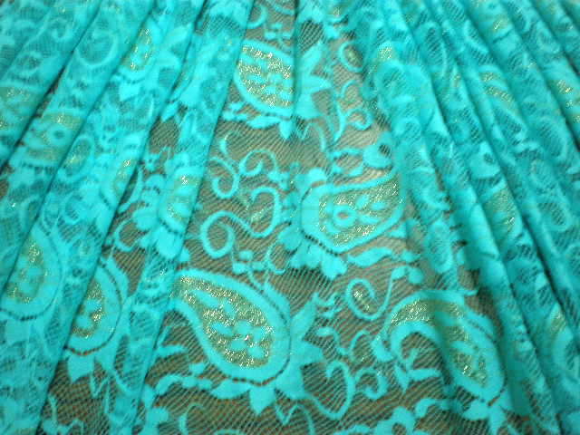 1.Aqua Romance Paisley Glitter Lace